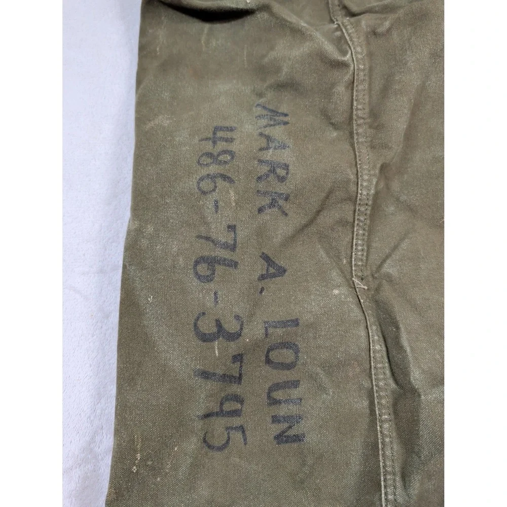 Vintage US Military Olive Drab‎ Canvas Duffle Bag Backpack Sea Bag Stenciled